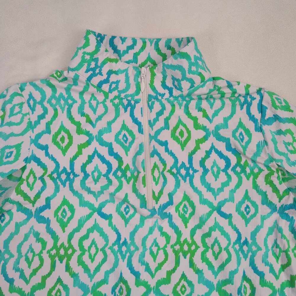 Ibkul Women's XS Long Sleeve Athletic Quarter-Zip Top Blue Green - Picture 6 of 10